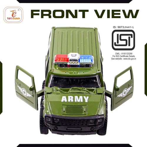 Toy Cloud Hummer Army Car 1:32 Scale Die-Cast Metal Toy with Opening Doors and Pull Back Action Realistic Toy Car - Image 3