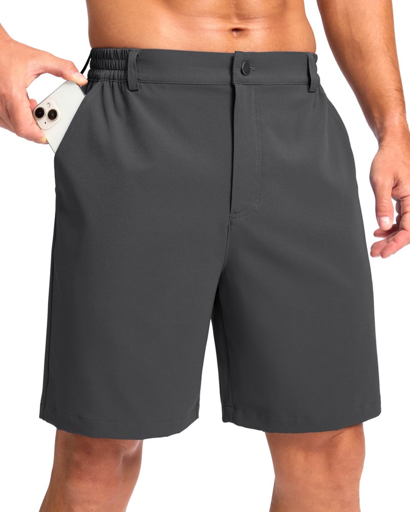 Pudolla Men's Casual Shorts 7" Lightweight Golf Shorts with 3 Pockets Stretch Quick Dry Comfy Work Shortsï¼ˆCharcoal XL - Image 1