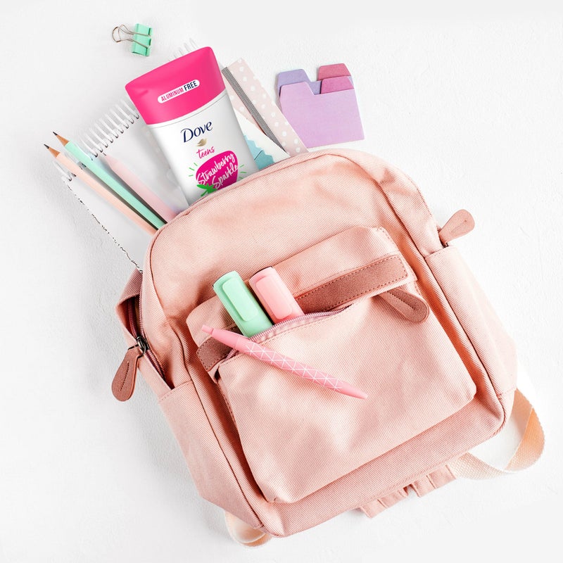 Dove مزيل العرق دوف للمراهقين برائحة الفراولة المتلألئة، للعناية اللطيفة تحت الإبط، حماية من الروائح لمدة 48 ساعة ومزيل عرق خالي من الألمنيوم، 2.6 أونصة - Image 4