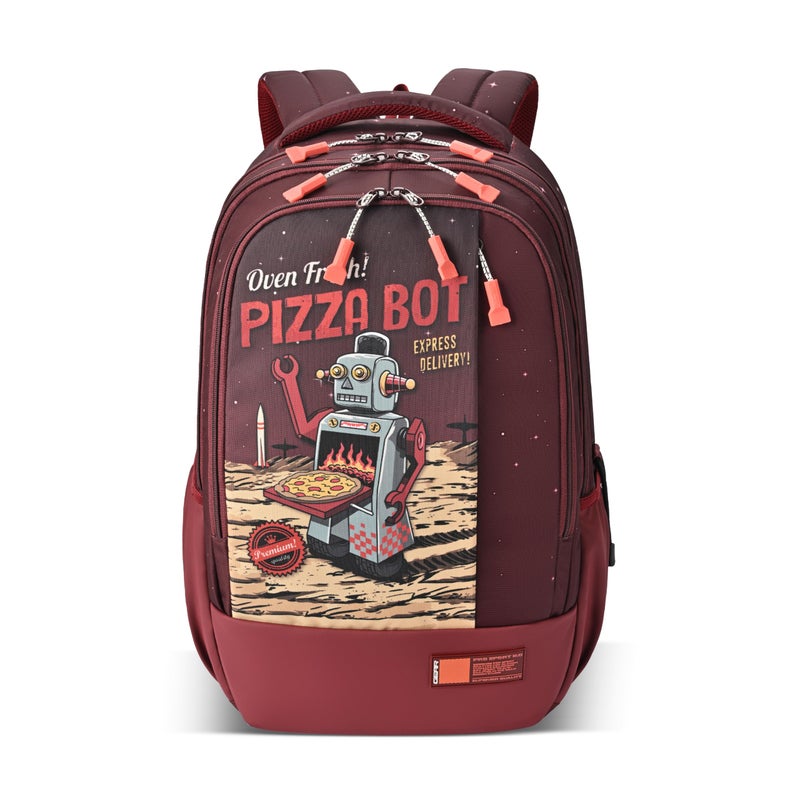 Gear Fiction 2 4 Compartment Backpack 19"/39L Large Water Resistant School Bag/Casual 4 Compartment Backpack/Daypack/Kids Bag for Boys/Girls (Maroon-Orange) - Image 4