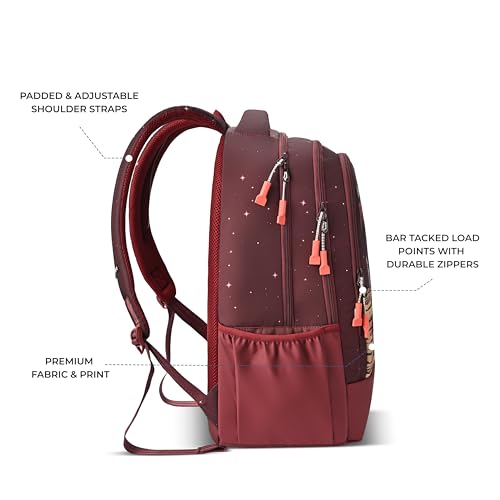 Gear Fiction 2 4 Compartment Backpack 19"/39L Large Water Resistant School Bag/Casual 4 Compartment Backpack/Daypack/Kids Bag for Boys/Girls (Maroon-Orange) - Image 3