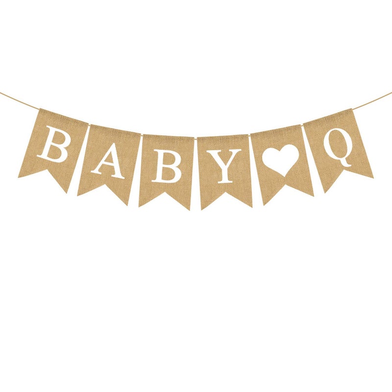 Jute Burlap Baby Q Banner BBQ Theme Baby Shower Gender Reveal Birthday Party Garland Decoration