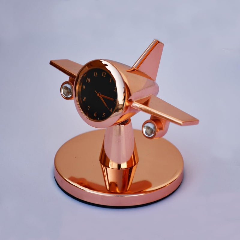 Saugat Traders Rotating Airplane Table Clock Showpiece Aeroplane Clock for Office Desk Study Table Corporate Gift for Client Employees Men Boys Copper - Image 5