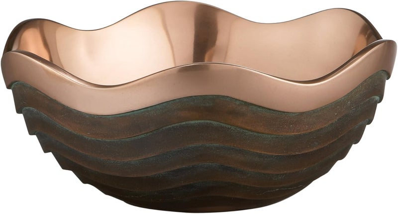 Nambe Copper Canyon Collection Bowl - 2.5 Quart Capacity, 10" x 4.25", Copper Coated Alloy, Designed by Lisa Smith - Image 1