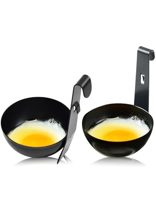 Stainless Steel Egg Poacher for Easy Cooking, Hangable Cups, Soft Boiled Eggs, 2 Pcs Pan  - Image 1