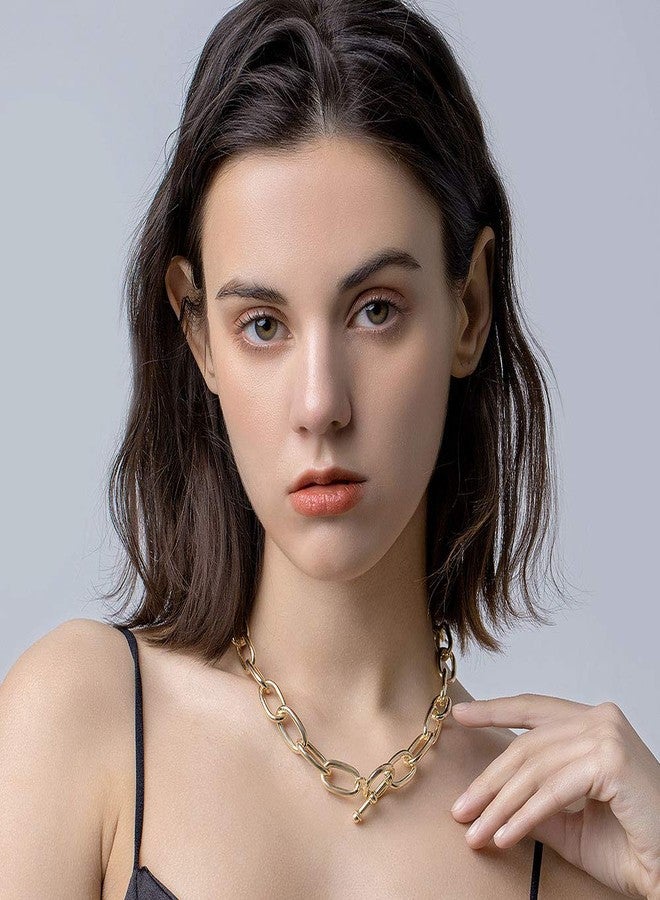 ليلي آند وايت قلادة ليلي آند وايت بسلسلة سميكة للنساء، قلادة طوق بسلسلة سميكة، قلادات عصرية، قلادات تشوكر بسلسلة كابل للنساء، قلادة سميكة بنمط بانك - Image 2