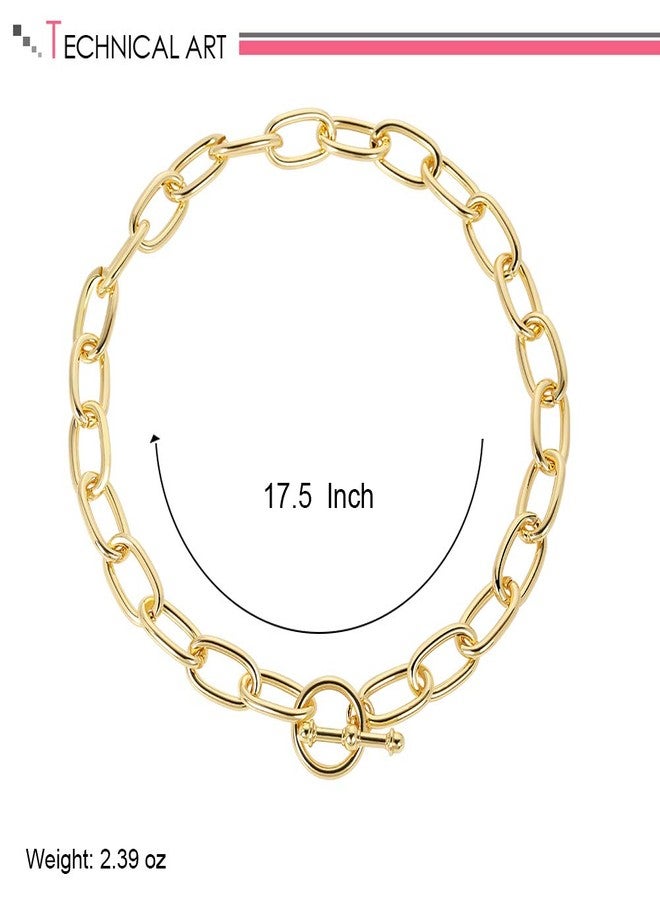 ليلي آند وايت قلادة ليلي آند وايت بسلسلة سميكة للنساء، قلادة طوق بسلسلة سميكة، قلادات عصرية، قلادات تشوكر بسلسلة كابل للنساء، قلادة سميكة بنمط بانك - Image 5