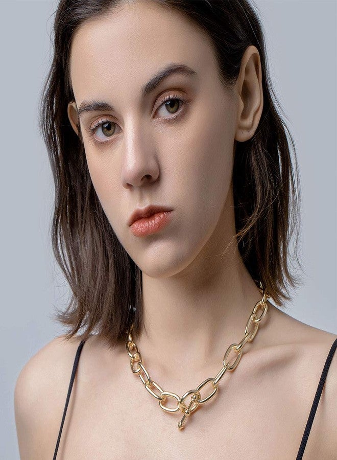 ليلي آند وايت قلادة ليلي آند وايت بسلسلة سميكة للنساء، قلادة طوق بسلسلة سميكة، قلادات عصرية، قلادات تشوكر بسلسلة كابل للنساء، قلادة سميكة بنمط بانك - Image 3