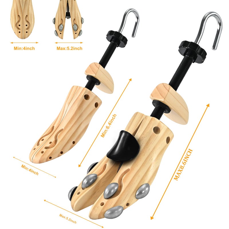 eachway Wooden Shoe Stretcher Men Women,Premium 4-Way Shoe Tree Stretch Length Width for Wide Feet S(for Women's Size Us 5.5-10) - Image 3