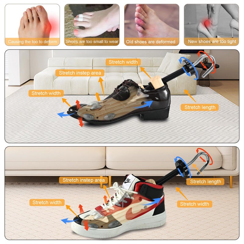 eachway Wooden Shoe Stretcher Men Women,Premium 4-Way Shoe Tree Stretch Length Width for Wide Feet S(for Women's Size Us 5.5-10) - Image 4