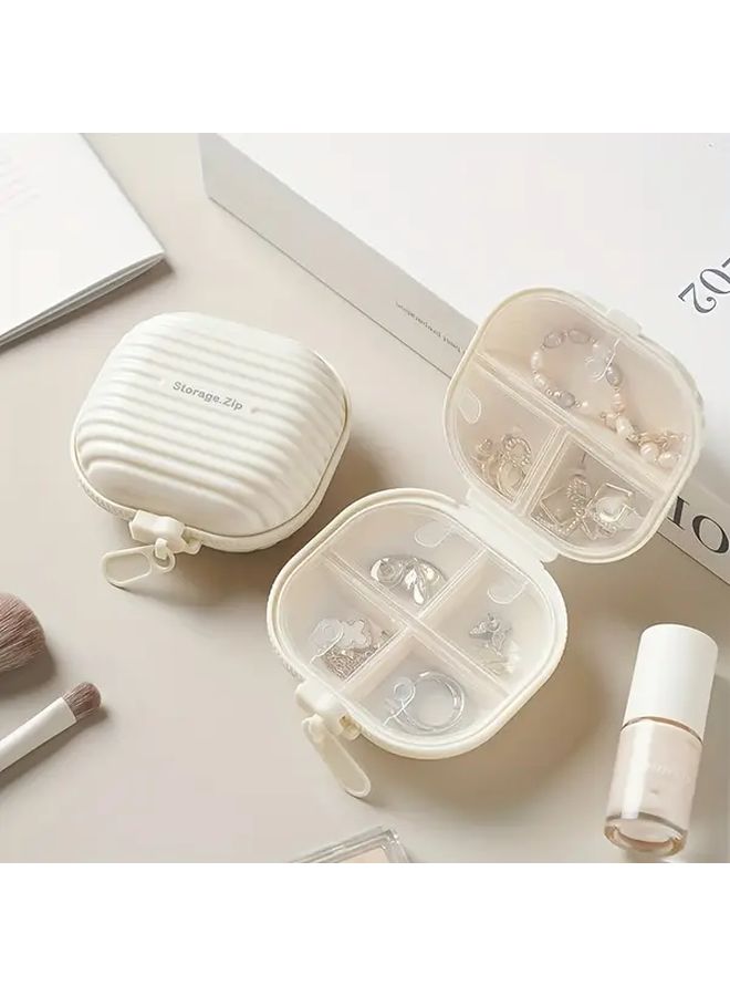 White 7 Day Pill Box Sealed Moisture Proof Portable Travel Organizer - Image 1