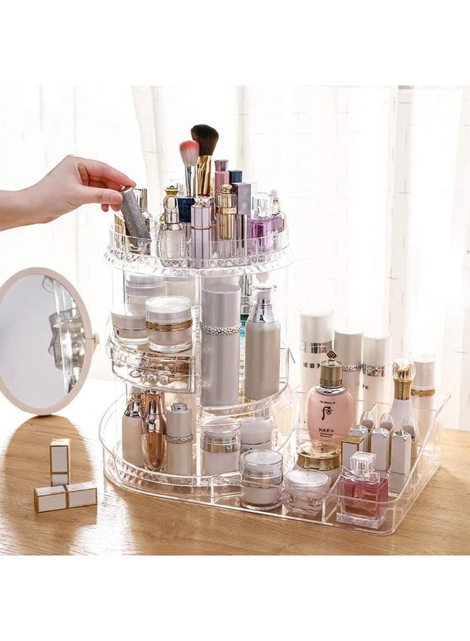 DubaiGallery Rotating Makeup Organizer 360 Degree Adjustable Cosmetic Storage Display Case Large Clear Spinning Make Up Stand Storage Organizer for Jewelry Makeup Brushes Lipsticks Perfume - Image 2
