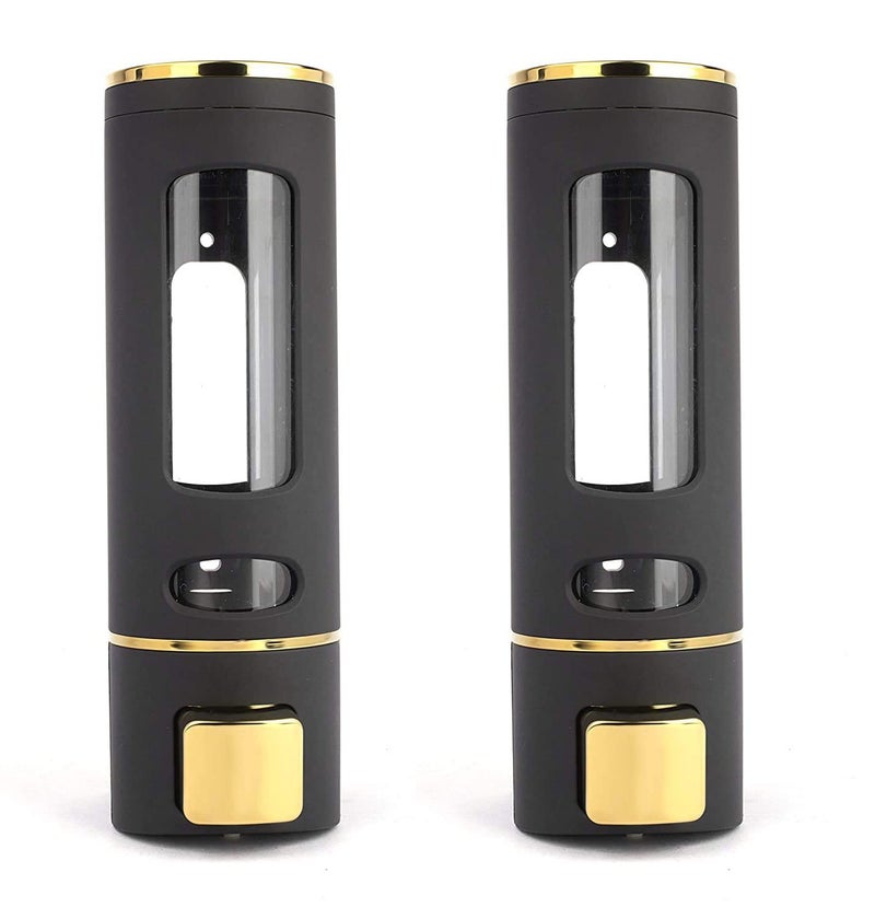 BATH GURU Abs Wall Mounted Shampoo Sanitizer Lotion Hand Dish Wash Gel Liquid Soap Dispenser for Bathroom Kitchen Pack of 2 400 Ml Black Gold - Image 1