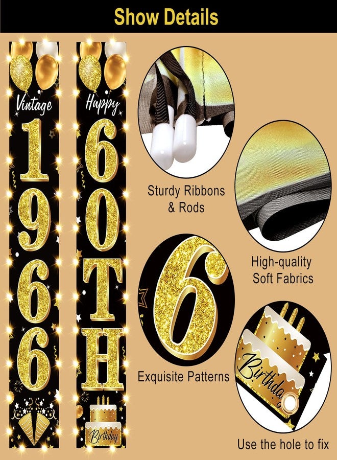 Guiruiy 60th Birthday Party Banner Lighted Decorations for Men Women - Black Gold 1964 Birthday Decorations Door Banners with LED Light, Sixty Years Birthday Party Supplies for Indoor Outdoor Decor - Image 3