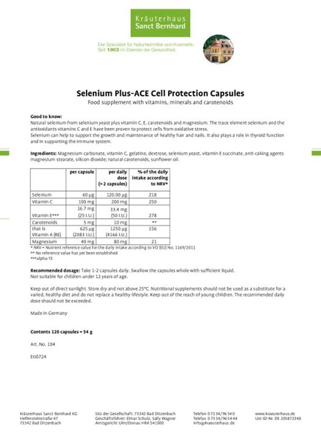 Sanct Bernhard Selenium Plus-ACE Cell Protection Capsules  - Image 4