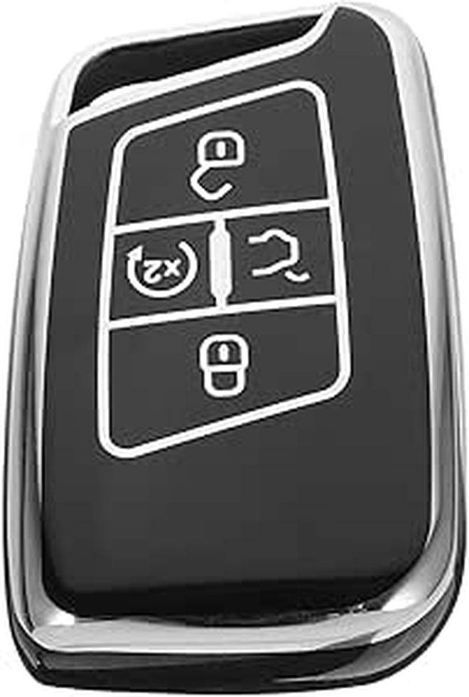 Car Key Fob Cover Black 5 Button TPU Key Case Shell Full Protection Compatible Automotive Interior Accessory - Image 1