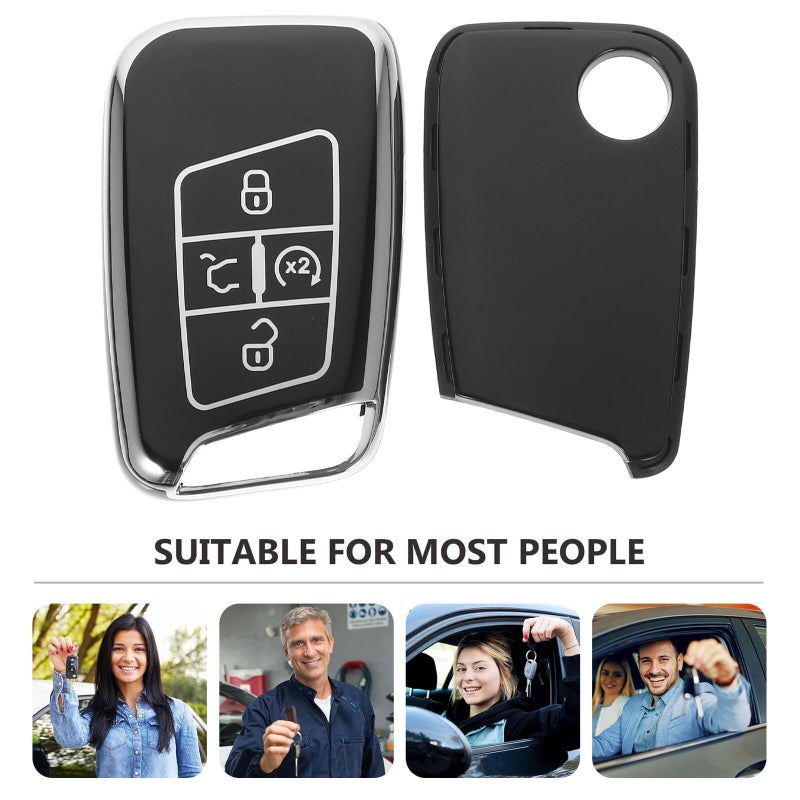 Car Key Fob Cover Black 5 Button TPU Key Case Shell Full Protection Compatible Automotive Interior Accessory - Image 4