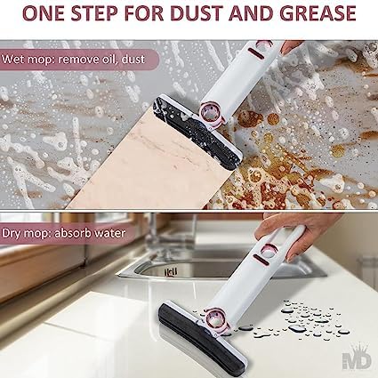 QUALIZA Portable Mini Sponge Mop Household Desktop Glass Cleaning Mop Bathroom Crevice Absorbent Mop HandsFree Lazy Replaceable Mop Head - Image 2