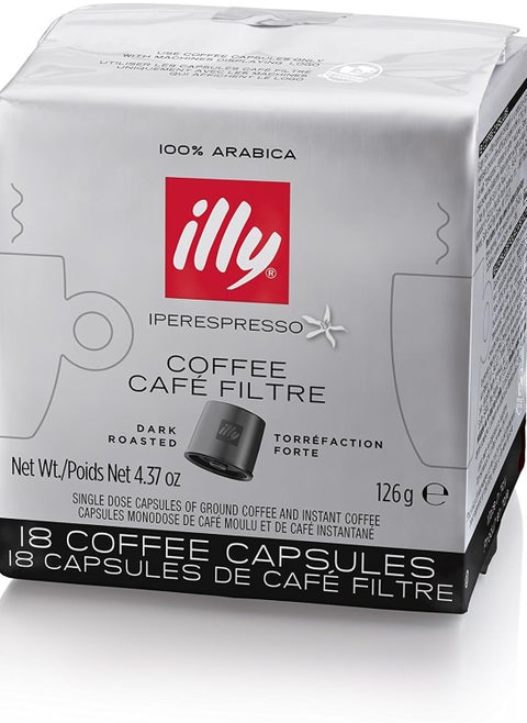 illy Intenso iper Coffee capsules, Dark Roast, Intense, Robust and Full Flavored With Notes of Deep Cocoa, 100% Arabica Coffee, Coffee Capsules for illy iper Coffee Machines, 18 Count (Pack of 1)