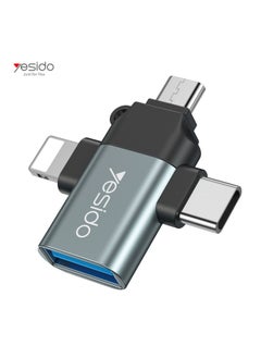 USB C OTG Adapter, 3 in 1 Micro USB/IP/USB-C to USB2.0 Female Converter, Adapter for Media Sticks, Android Phones, Apple Phones, Tablets High-Speed ​​Data Transfer, Compatible with alll smart phones