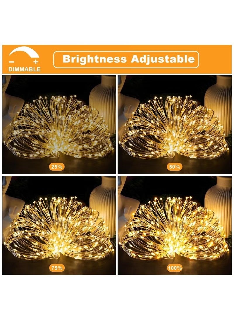 100 LEDs Waterproof Fairy Lights, 10 Meters Outdoor String Lights, Battery Operated 8 Modes Remote Control, for Brithday, Wedding, Party, Christmas, Bedroom, Home Decoration (Warm White) - Image 2