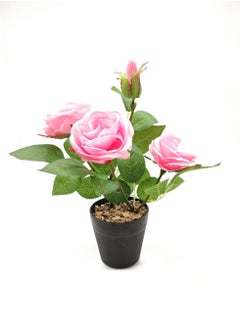 FEJKA Pink Artificial Fowers In a Black Plastic Pot,  - Image 5