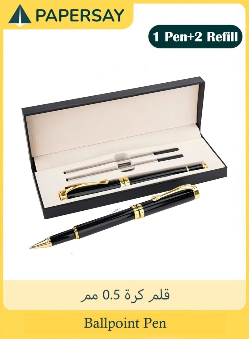  طائرة ورقية بيروس معدن مطلي بالذهب مع زخرفة من الكروم خط فاخر بعرض 0.5 مم عبوتان لإعادة الحبر الأسود للمديرين التنفيذيين المحترفين صندوق تقديم المكتب - Image 1