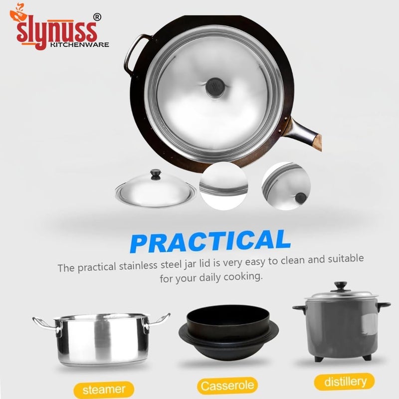 Slynuss سلينوس® | غطاء متعدد الاستخدامات من الفولاذ المقاوم للصدأ مزود بمقبض مقاوم للحرارة | القطر: 26.5 سنتيمتر | الحجم: 5 | يناسب أدوات المطبخ، المقلاة، القدور، وغيرها من أواني الطهي. - Image 4