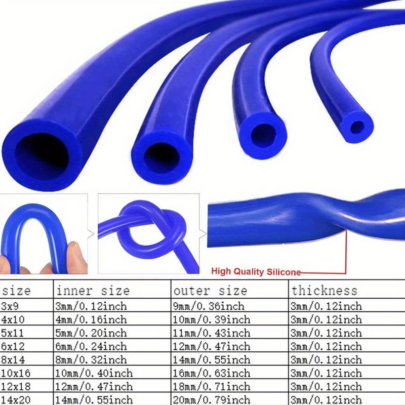 Flexible Blue Silicone Vacuum Tubing 8mm 0.32 Inch Id 14mm 0.55 Inch Od Food Grade 1 Meter Length For Automotive Racing Water Pump - Image 2