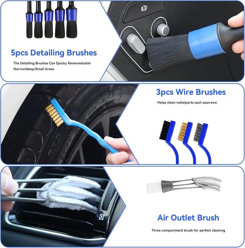 Vurlexat 22pcs Car Cleaning Kit with Microfibre Cloth and Drill Brushes - Image 4