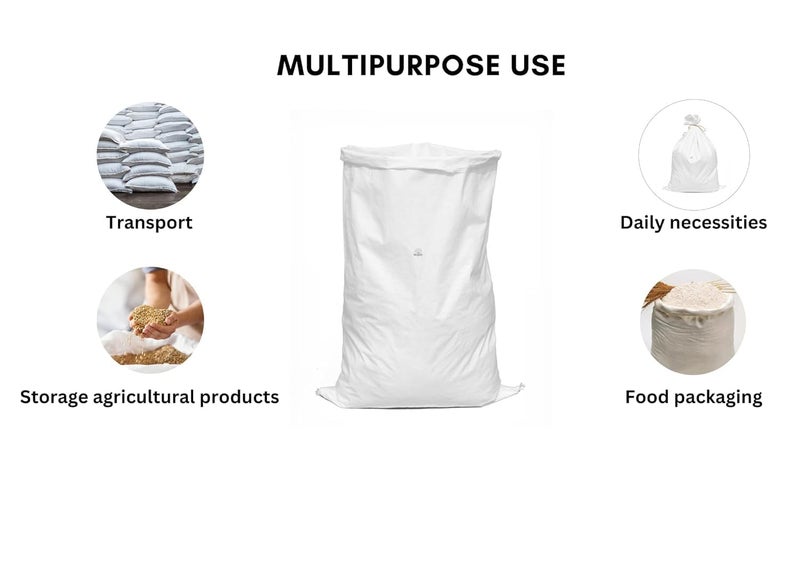 SECUREMENT Large HDPE White Storage Bags, 50 kg Capacity, Multipurpose Transport Bags (61 x 91 cm (24x36 Inches)) - Pack of 5 Bora bags - Image 4
