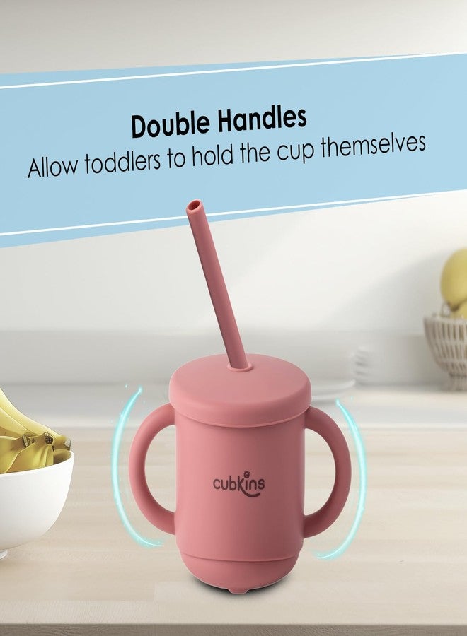 CUBKINS Silicone Sippy Cup with Soft and Durable Straw Training Cup for Babies | Anti-Slip & Measuring Level Cup with Lid for Toddler and Kids - Image 5