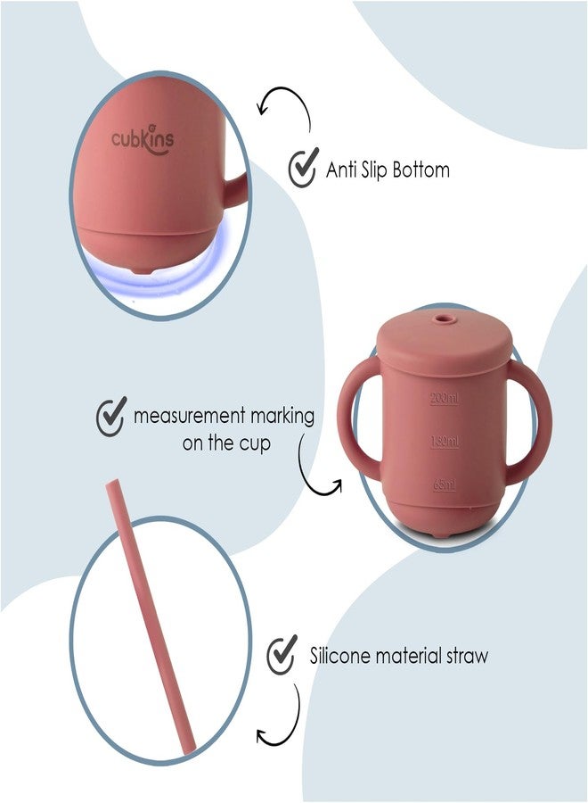 CUBKINS Silicone Sippy Cup with Soft and Durable Straw Training Cup for Babies | Anti-Slip & Measuring Level Cup with Lid for Toddler and Kids - Image 4