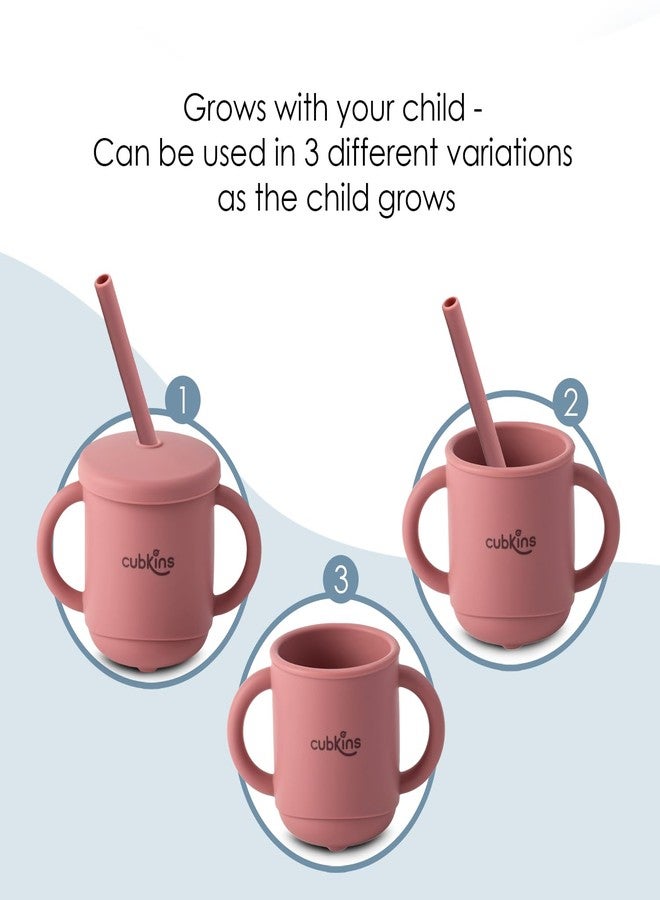 CUBKINS Silicone Sippy Cup with Soft and Durable Straw Training Cup for Babies | Anti-Slip & Measuring Level Cup with Lid for Toddler and Kids - Image 3
