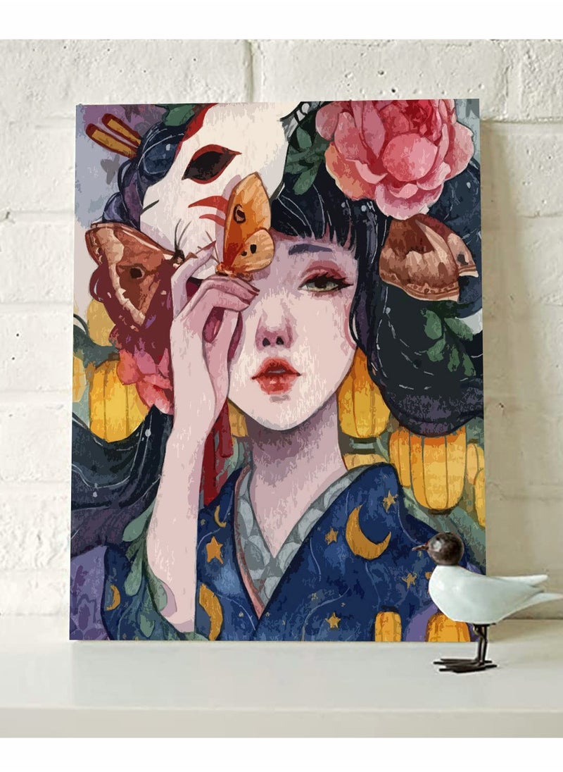 KASTWAVE DIY Flower Girl Paint by Numbers Kits, DIY Gift Oil Painting for Kids, Students, Adults Beginner with Brushes and Acrylic  ment - Pretty Women Portrait Picture 16x20 inch(Without Frame)  - Image 2