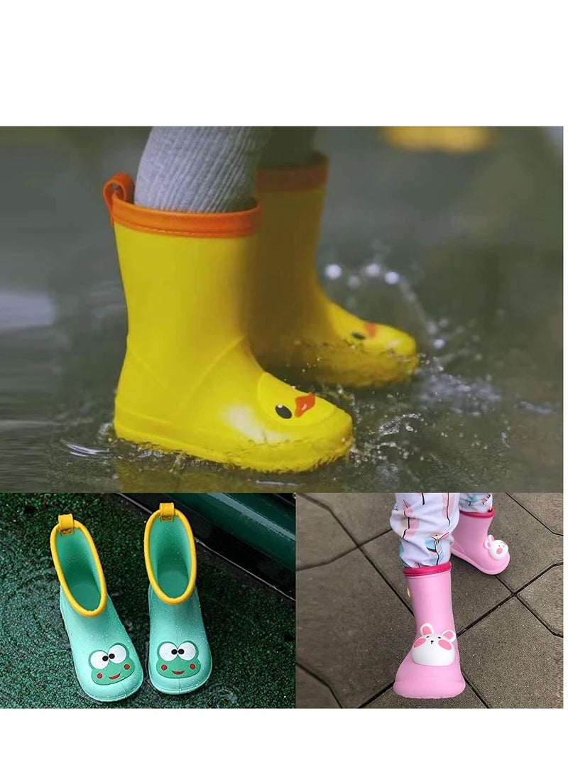 SOLARAE Toddler Rain Boots Kids Easy-On Handles Girls Wellies Patterns Boys EVA Non-Slip Waterproof Shoes for Water Beach Outdoor Playing - Image 5