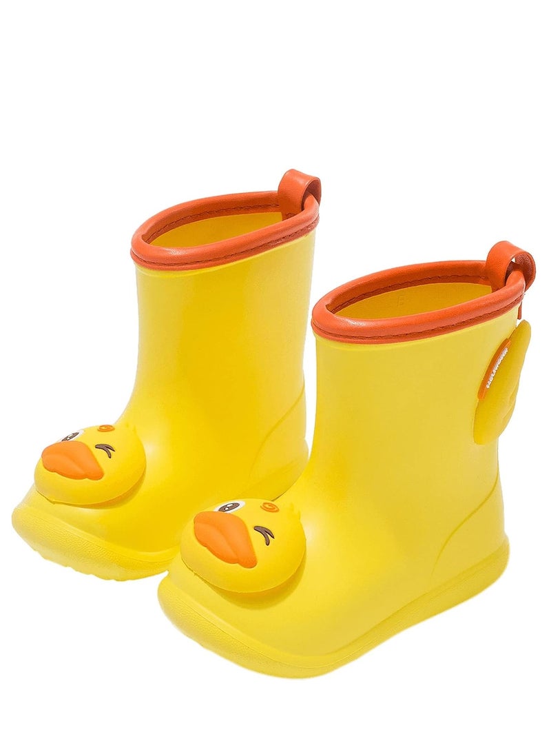 SOLARAE Toddler Rain Boots Kids Easy-On Handles Girls Wellies Patterns Boys EVA Non-Slip Waterproof Shoes for Water Beach Outdoor Playing - Image 1