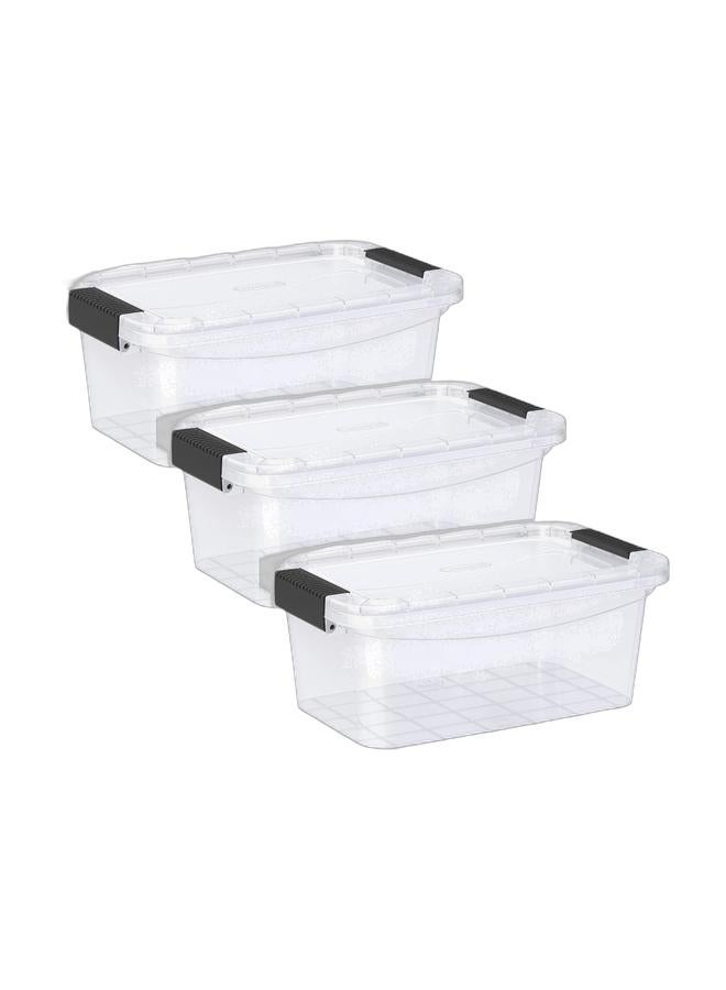 Cosmoplast صندوق تخزين بلاستيكي شفاف سعة 5 لتر مع غطاء قابل للقفل (عبوة من 3) - Image 1