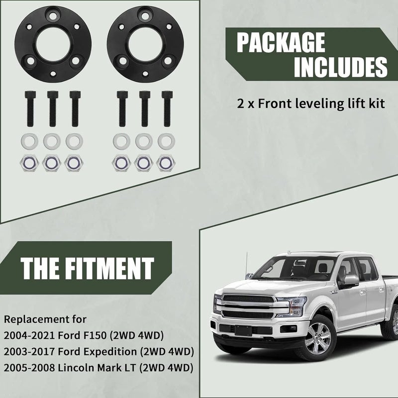 OTUAYAUTO AUTOPTIM Front Leveling Lift Kit for Ford F150, Expedition, and Mark LT - 2 Inch Strut Spacer - Image 4