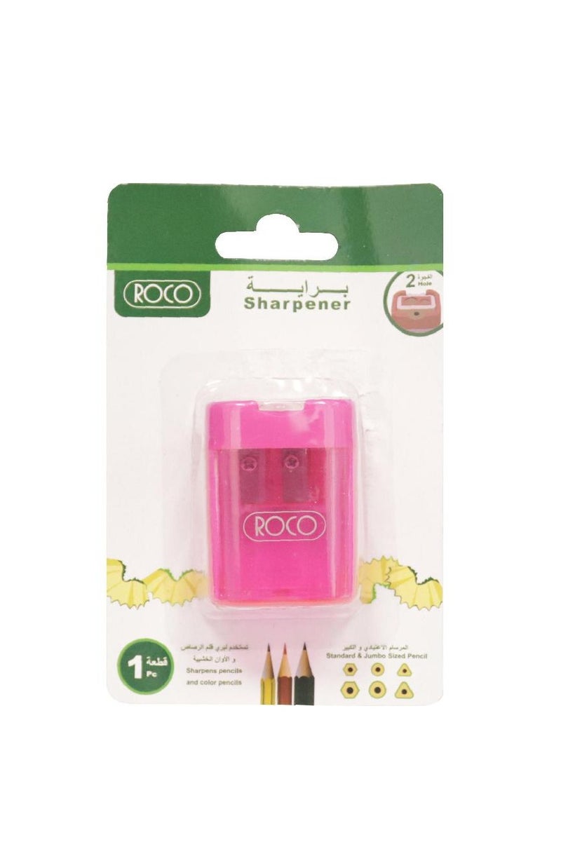 ROCO Pocket Sharpener 2 Holes Pink