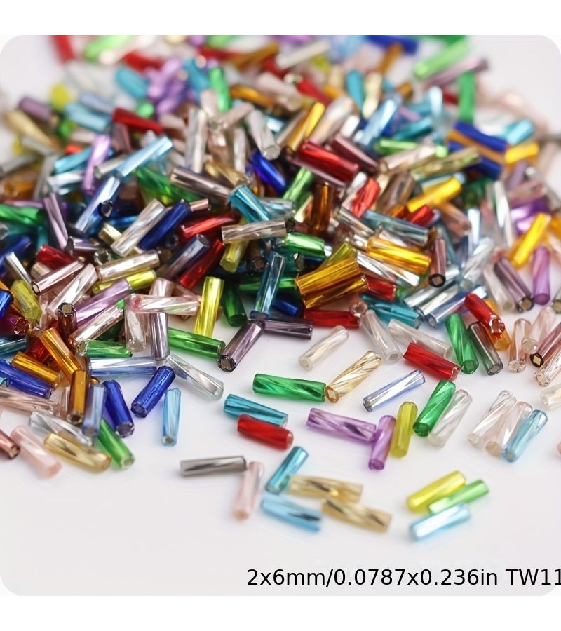 Red 2x6mm Silvery Glass Twisted Tube Beads 260pcs for Jewelry Making - Image 4