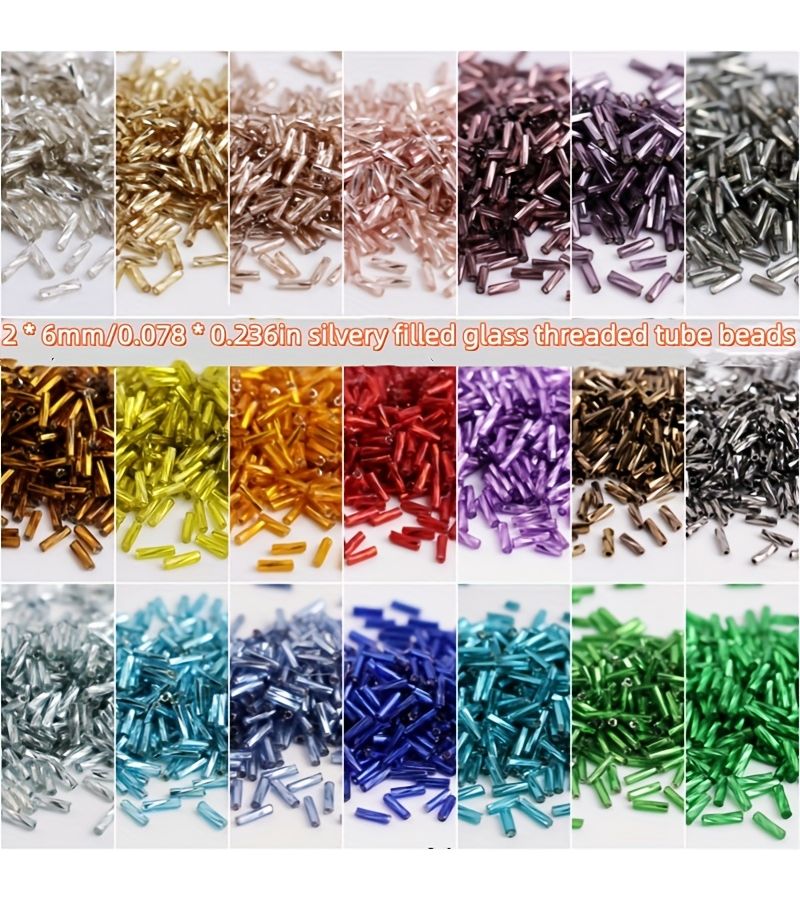 Red 2x6mm Silvery Glass Twisted Tube Beads 260pcs for Jewelry Making - Image 1