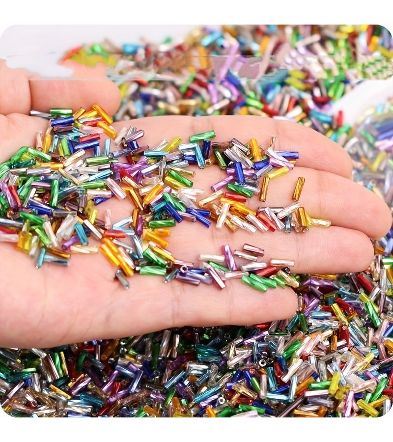Red 2x6mm Silvery Glass Twisted Tube Beads 260pcs for Jewelry Making - Image 3