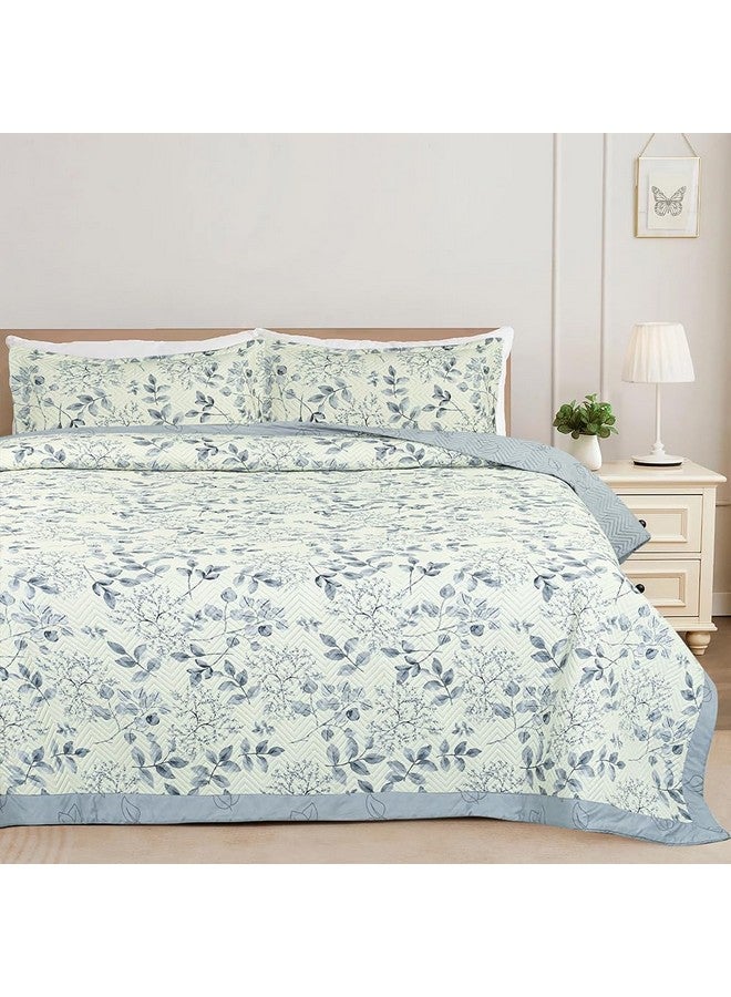 BSB HOME 100% Cotton Quilted/Ultrasonic 280 Tc Printed King Size Bed Cover/Bedsheet/Bedspread Comforter with 2 Pillow Shams/Cover, (Luxurious, 90 x100 inches, Floral White & Black) - Image 2