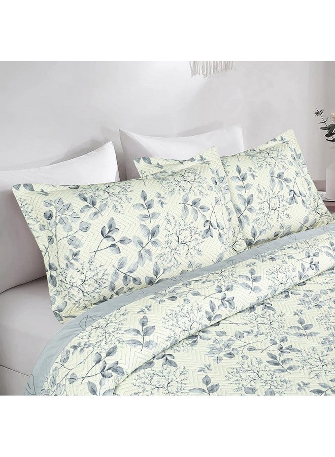 BSB HOME 100% Cotton Quilted/Ultrasonic 280 Tc Printed King Size Bed Cover/Bedsheet/Bedspread Comforter with 2 Pillow Shams/Cover, (Luxurious, 90 x100 inches, Floral White & Black) - Image 1