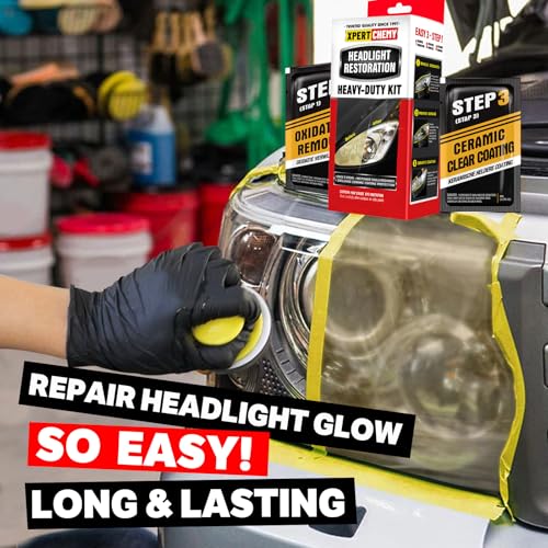 XPERTCHEMY Headlight Restoration Kit-Headlight Cleaner Removing The Heavy-Duty Yellowing, Clouding and Stains, Even Buffs Out Unsightly Hairline Scratches,No Power Tools Needed - Image 4