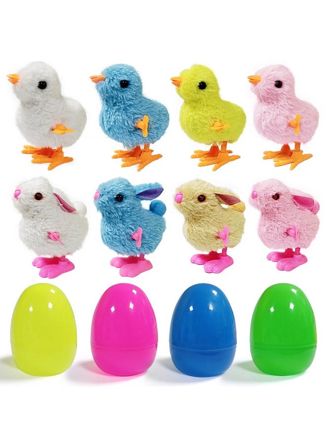 Omgouue 12 Pcs Easter Eggs Filled with Wind-Up Chicks and Bunnies 4" Large Surprise Eggs for Easter Eggs Hunt Easter Basket Stuffers Easter Gift for Kids  - Image 3