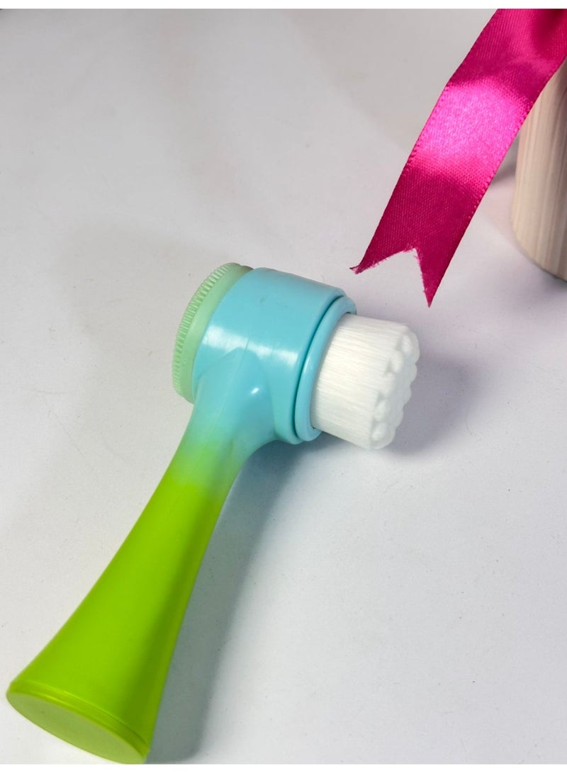 Double Headed Skin Care Face Brush Silicone Face Cleaning Beauty Brush for Deep Pore Exfoliating Manual Facial Cleansing Brush MAY VARY COLOR - Image 3