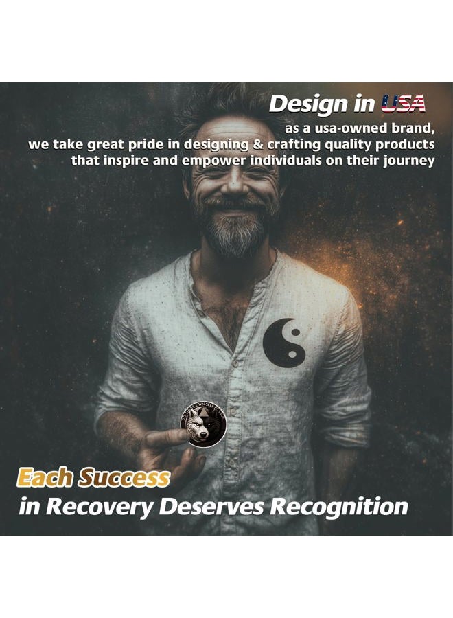 IELCJJ Yin Yang Balance Sobriety Coin - to Thine Own Self Be True Wolf AA Coins - Addiction Recovery AA Chips and Medallions - Celebrate 1-65 Sober Living Clean Alcoholics Anonymous Gifts for Men Women - Image 4