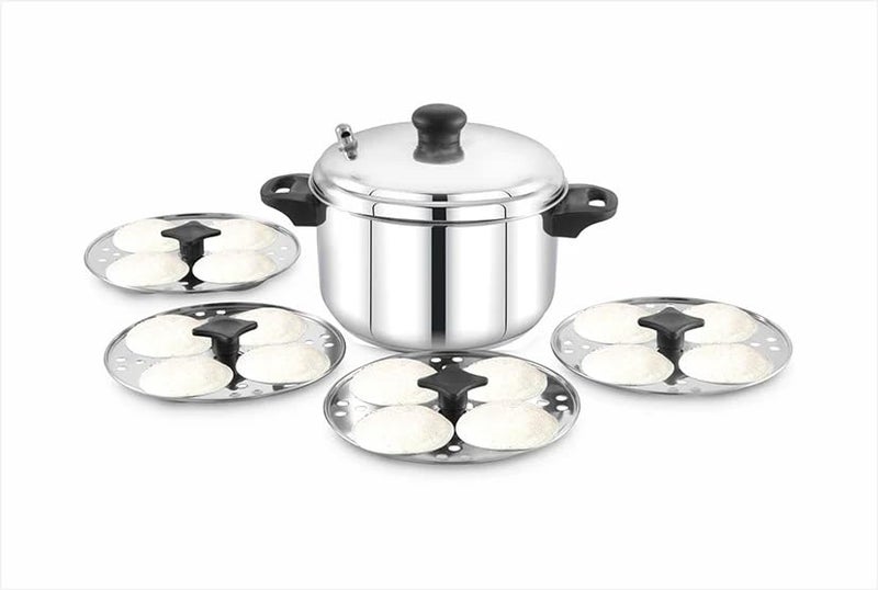 Praylady 3-Ply Stainless Steel Idli Cooker with 4 Plates | 16 Idlis | Induction Base & Sandwich Bottom | Stay Cool Handles | Even Heating | Fluffy Idlis Every Time - Image 3